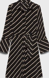 **Stripe tailored belted shirt dress